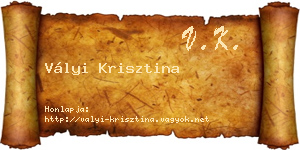 Vályi Krisztina névjegykártya